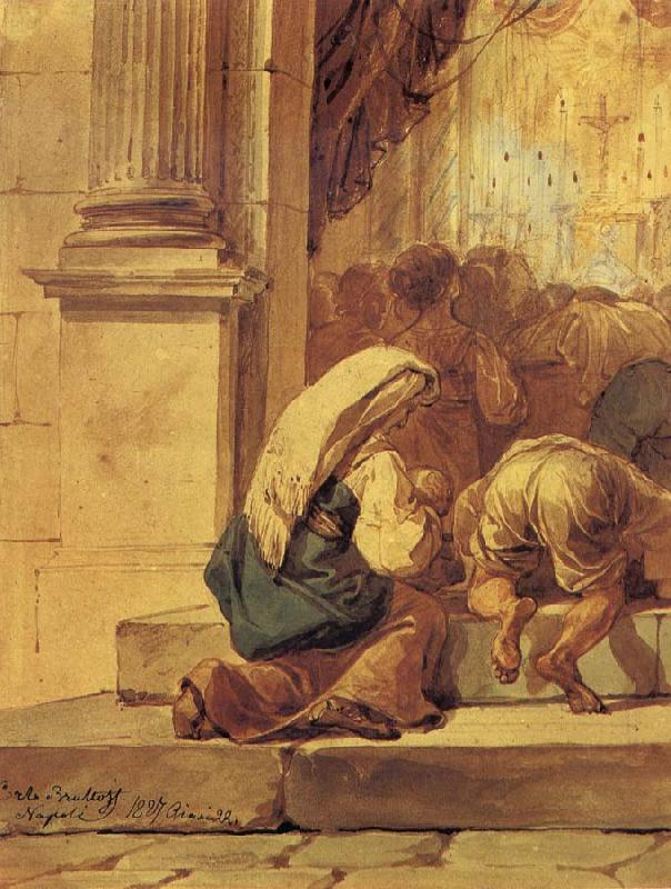 Karl Briullov Scene on the threshold of a church oil painting image